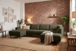 OTTO home Wohnlandschaft »Sveeva, U-Form, XXL, B.310 cm, schwarze Metallfüße« langlebiger Webstoff, mit Wellenunterfederung, viele Farben