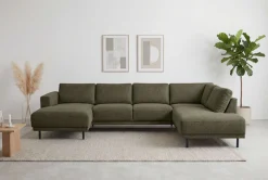 OTTO home Wohnlandschaft »Sveeva, U-Form, XXL, B.310 cm, schwarze Metallfüße« langlebiger Webstoff, mit Wellenunterfederung, viele Farben
