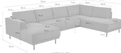 OTTO home Wohnlandschaft »Sveeva, U-Form, XXL, B.310 cm, schwarze Metallfüße« langlebiger Webstoff, mit Wellenunterfederung, viele Farben