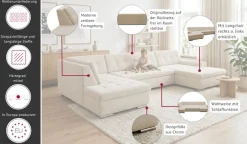OTTO home Wohnlandschaft »Torrnby 360 x 201 cm, mit Steppungen, modern & stabil« U-Form, aus pflegeleichtem, weichem Luxus-Microfaser