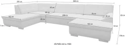 OTTO home Wohnlandschaft »Torrnby 360 x 201 cm, mit Steppungen, modern & stabil« U-Form, aus pflegeleichtem, weichem Luxus-Microfaser