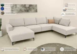 OTTO home Wohnlandschaft »Tournon U-Form, XXL Sofa, Breite 333 cm, Webstoff, Chenille« Designsofa im nordischen Stil, Wellenunterfederung, Metallfüße