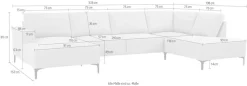 OTTO home Wohnlandschaft »Tournon U-Form, XXL Sofa, Breite 333 cm, Webstoff, Chenille« Designsofa im nordischen Stil, Wellenunterfederung, Metallfüße