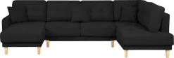OTTO home Wohnlandschaft »TRIPLO U-Form wahlweise mit Schlaffunktion, B/T/H: 310/192/90 cm« Schlafsofa, auch mit Bettkasten, Steppung im Rückenkissen