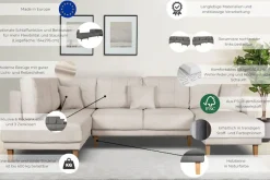 OTTO home Wohnlandschaft »TRIPLO U-Form wahlweise mit Schlaffunktion, B/T/H: 310/192/90 cm« Schlafsofa, auch mit Bettkasten, Steppung im Rückenkissen