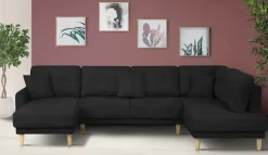OTTO home Wohnlandschaft »TRIPLO U-Form wahlweise mit Schlaffunktion, B/T/H: 310/192/90 cm« Schlafsofa, auch mit Bettkasten, Steppung im Rückenkissen