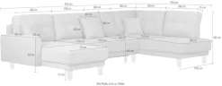 OTTO home Wohnlandschaft »TRIPLO U-Form wahlweise mit Schlaffunktion, B/T/H: 310/192/90 cm« Schlafsofa, auch mit Bettkasten, Steppung im Rückenkissen