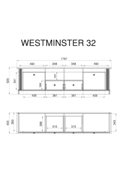 OTTO home Wohnwand »Westminster, Anbauwand im Landhausstil, Komplettset, Wohnzimmer-Set« Set, 4 Stk. tlg.