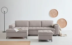 OTTO products Ecksofa »Grazzo, zeitlos & elegant, moderne Sitzheftung, Breite 266cm, L-Form« hochwertige Stoffe aus recyceltem Material, Steppung im Sitzbereich