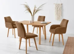 OTTO products Esszimmerstuhl »Alessja« (Set) 2 Stk.Bezug aus Microfaser, Gestell aus Eiche Massivholz