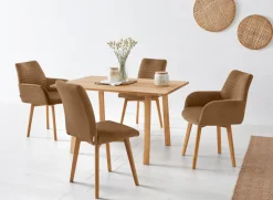 OTTO products Esszimmerstuhl »Alessja« (Set) 2 Stk.Bezug aus Microfaser, Gestell aus Eiche Massivholz