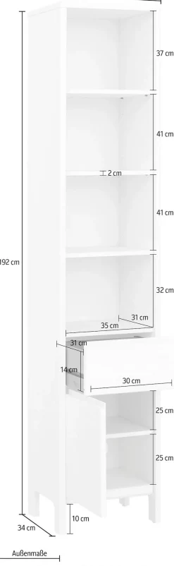 OTTO products Hochschrank »Jorrick« Breite 40 cm, Massivholz Kiefer mit Bio Öl/Wachs behandelt