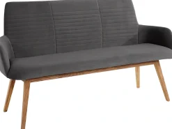 OTTO products Sitzbank »Alessja« 1 Stk. tlg. Breite 160 cm, Bezug aus Microfaser, Gestell aus Eiche Massivholz