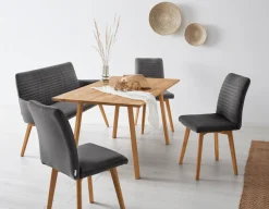 OTTO products Sitzbank »Alessja« 1 Stk. tlg. Breite 160 cm, Bezug aus Microfaser, Gestell aus Eiche Massivholz