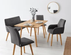 OTTO products Sitzbank »Alessja« 1 Stk. tlg. Breite 160 cm, Bezug aus Microfaser, Gestell aus Eiche Massivholz