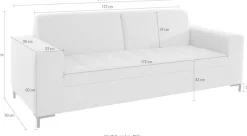 OTTO products 3-Sitzer »Grazzo, zeitlos und elegant, moderne Sitzheftung« hochwertige Stoffe aus recyceltem Material, Steppung im Sitzbereich