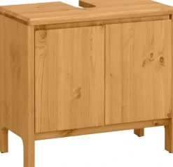 OTTO products Waschbeckenunterschrank »Jorrick« Breite 60 cm, Kiefer mit Bio Öl/Wachs behandelt, Siphonausschnitt