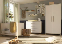 PAIDI Babybett »CUTIE LEA in Weiß, verschiedene Größen, Kinderbett« Off-White, Massivholz-Sprossen, 4-fach höhenverstellbares Gitterbett