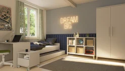 PAIDI Kinderbett »CUTIE LEA in Weiß mit Bettkasten, Jugendliege« L/B/H ca. 204/96-126/56cm, Off-White,bietet extra Stauraum oder zusätzliche Liegefläche, Kojenliege