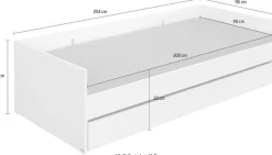 PAIDI Kinderbett »CUTIE LEA in Weiß mit Bettkasten, Jugendliege« L/B/H ca. 204/96-126/56cm, Off-White,bietet extra Stauraum oder zusätzliche Liegefläche, Kojenliege