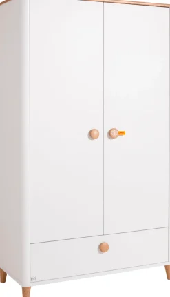 PAIDI Kleiderschrank »LOTTE & FYNN Steiff by PAIDI, 2 Türen und 1 Schublade mit Soft-Close« inkl. Kleiderstangen und Einlegeböden, Schrank in Weiß mit Massivholz
