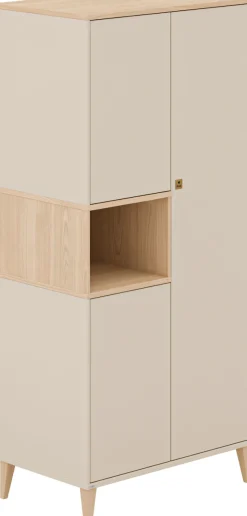PAIDI Kleiderschrank »MILA & BEN Steiff by PAIDI in Beige, 3 Türen mit Push-to-open« inkl. Kleiderstangen und Einlegeböden, Massivholz-Füße, Soft-Close