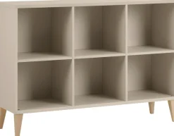 PAIDI Sideboard »JONTE in Beige, 6 offene Fächer« B/H/T ca. 124/87/38cm, Cashmere-Beige,stabiles Regal mit Massivholz-Füßen, offenes Standregal