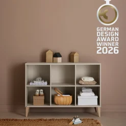 PAIDI Sideboard »JONTE in Beige, 6 offene Fächer« B/H/T ca. 124/87/38cm, Cashmere-Beige,stabiles Regal mit Massivholz-Füßen, offenes Standregal