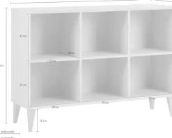 PAIDI Sideboard »JONTE in Beige, 6 offene Fächer« B/H/T ca. 124/87/38cm, Cashmere-Beige,stabiles Regal mit Massivholz-Füßen, offenes Standregal