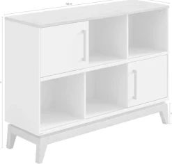 PAIDI Sideboard »STIENE in Beige oder Grau, 6 Fächer und 2 Schiebetüren mit Soft-Close« B/H/T ca. 124/91/40cm,stabiles Regal mit Massivholz, Standregal, geprüfte Qualität