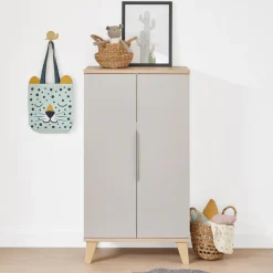 PAIDI Standregal »FIENE in Grau, 2 Türen mit Soft-Close, 6 Fächer« stabiles und langlebiges Regal aus Holz, geprüfte Qualität