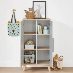 PAIDI Standregal »FIENE in Grau, 2 Türen mit Soft-Close, 6 Fächer« stabiles und langlebiges Regal aus Holz, geprüfte Qualität