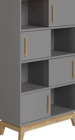 PAIDI Standregal »STIENE in Beige oder Grau, 8 Fächer, 4 Schiebetüren mit Soft-Close« B/H/T ca. 95/161/40cm,modernes und langlebiges Regal mit Massivholz, Highboard
