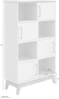 PAIDI Standregal »STIENE in Beige oder Grau, 8 Fächer, 4 Schiebetüren mit Soft-Close« B/H/T ca. 95/161/40cm,modernes und langlebiges Regal mit Massivholz, Highboard