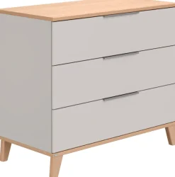 PAIDI Wickelkommode »FIENE in Grau, 3 Schubladen mit Soft-Close, Vollauszug« Kommode in 110 cm Breite, geprüfte Sicherheit, Wickeltisch aus Holz 110 cm