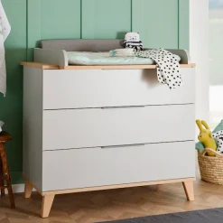 PAIDI Wickelkommode »FIENE in Grau, 3 Schubladen mit Soft-Close, Vollauszug« Kommode in 110 cm Breite, geprüfte Sicherheit, Wickeltisch aus Holz 110 cm