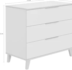 PAIDI Wickelkommode »FIENE in Grau, 3 Schubladen mit Soft-Close, Vollauszug« Kommode in 110 cm Breite, geprüfte Sicherheit, Wickeltisch aus Holz 110 cm