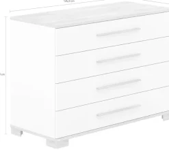 PAIDI Wickelkommode »YOLANDA in Weiß mit Eiche-Dekor, 4 Schubladen mitSoftclose« Massivholz-Griffe, langlebige Kommode, geprüfte Sicherheit 126,8 cm
