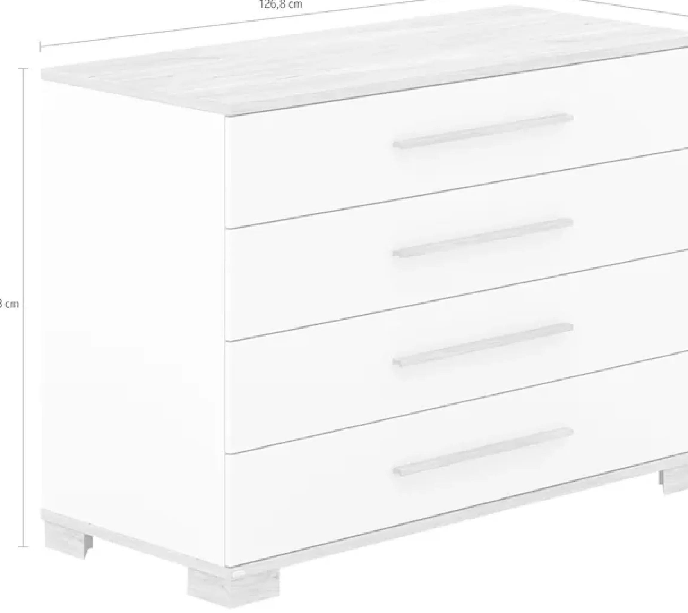 PAIDI Wickelkommode »YOLANDA in Weiß mit Eiche-Dekor, 4 Schubladen mitSoftclose« Massivholz-Griffe, langlebige Kommode, geprüfte Sicherheit 126,8 cm