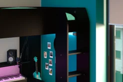 Parisot Hochbett »Gaming-Bett, mit Schreibtisch, USB Anschluss, LED, viel Stauraum« ideal für kleine Räume, TOPSELLER!