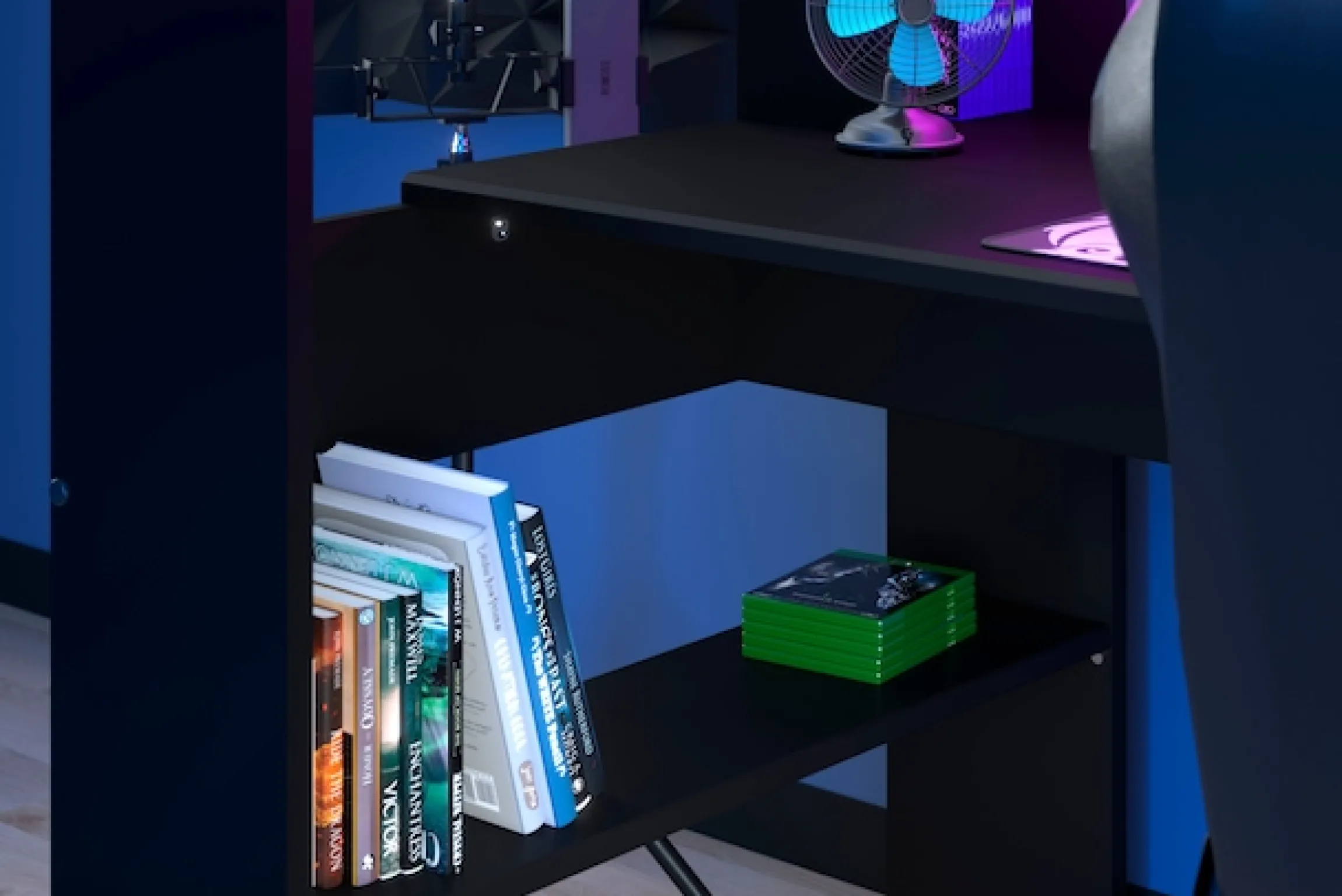 Parisot Hochbett »Gaming-Bett, mit Schreibtisch, USB Anschluss, LED, viel Stauraum« ideal für kleine Räume, TOPSELLER!