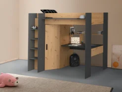 Parisot Hochbett »Heavy« ALL-IN-ONE, mit Kleiderschrank, Schreibtisch, Leiter, Stauraum