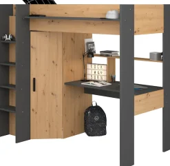 Parisot Hochbett »Heavy« ALL-IN-ONE, mit Kleiderschrank, Schreibtisch, Leiter, Stauraum