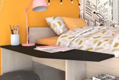 Parisot Hochbett »Milky« mit kleiner Arbeitsfläche und kleiner Kommode, extra Stauraum