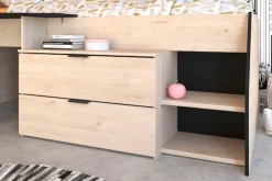 Parisot Hochbett »Milky« mit kleiner Arbeitsfläche und kleiner Kommode, extra Stauraum