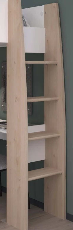 Parisot Hochbett »Shelter 11« 1 Stk. tlg. integrierter Schreibtisch, Leiter, Regal, Kleiderstange, Ablagen