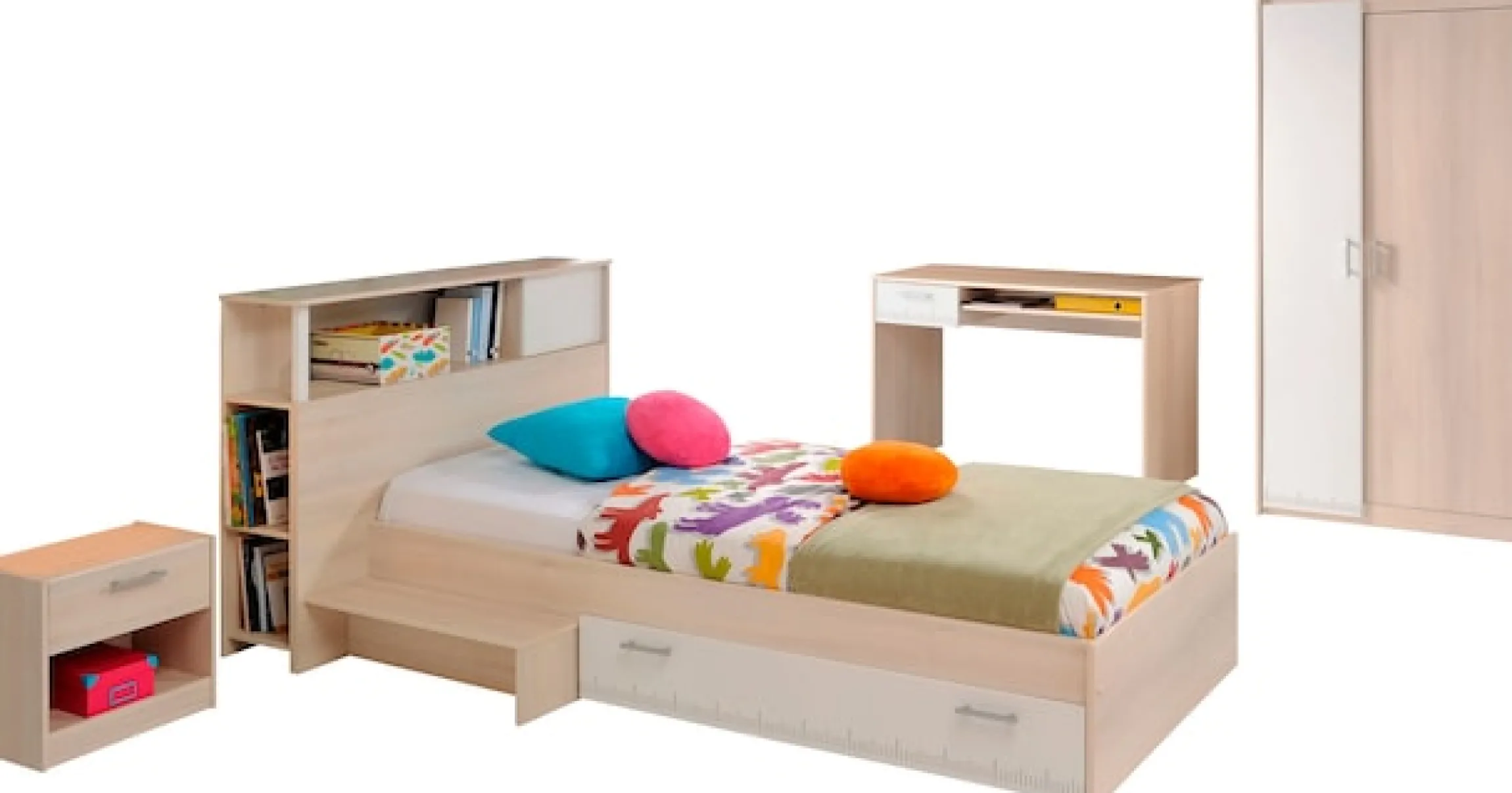 Parisot Jugendzimmer-Set »Charly« Set, Schrank, Bett, Regal, Nachttisch, Schreibtisch, 6 Stk. tlg.