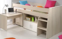 Parisot Jugendzimmer-Set »Charly« Set, Kleiderschrank und ein halbhohes Bett (inkl. Schreibtisch) und Kommode, 3 Stk. tlg. Bett mit herausziehbarem Schreibtisch auf Rollen