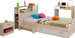 Parisot Jugendzimmer-Set »Charly 11« Set, Bett mit Anstellregal, Nachttisch, und Schreibtisch, 4 Stk. tlg. mit einem Schreibtisch