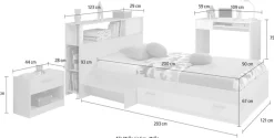 Parisot Jugendzimmer-Set »Charly 11« Set, Bett mit Anstellregal, Nachttisch, und Schreibtisch, 4 Stk. tlg. mit einem Schreibtisch